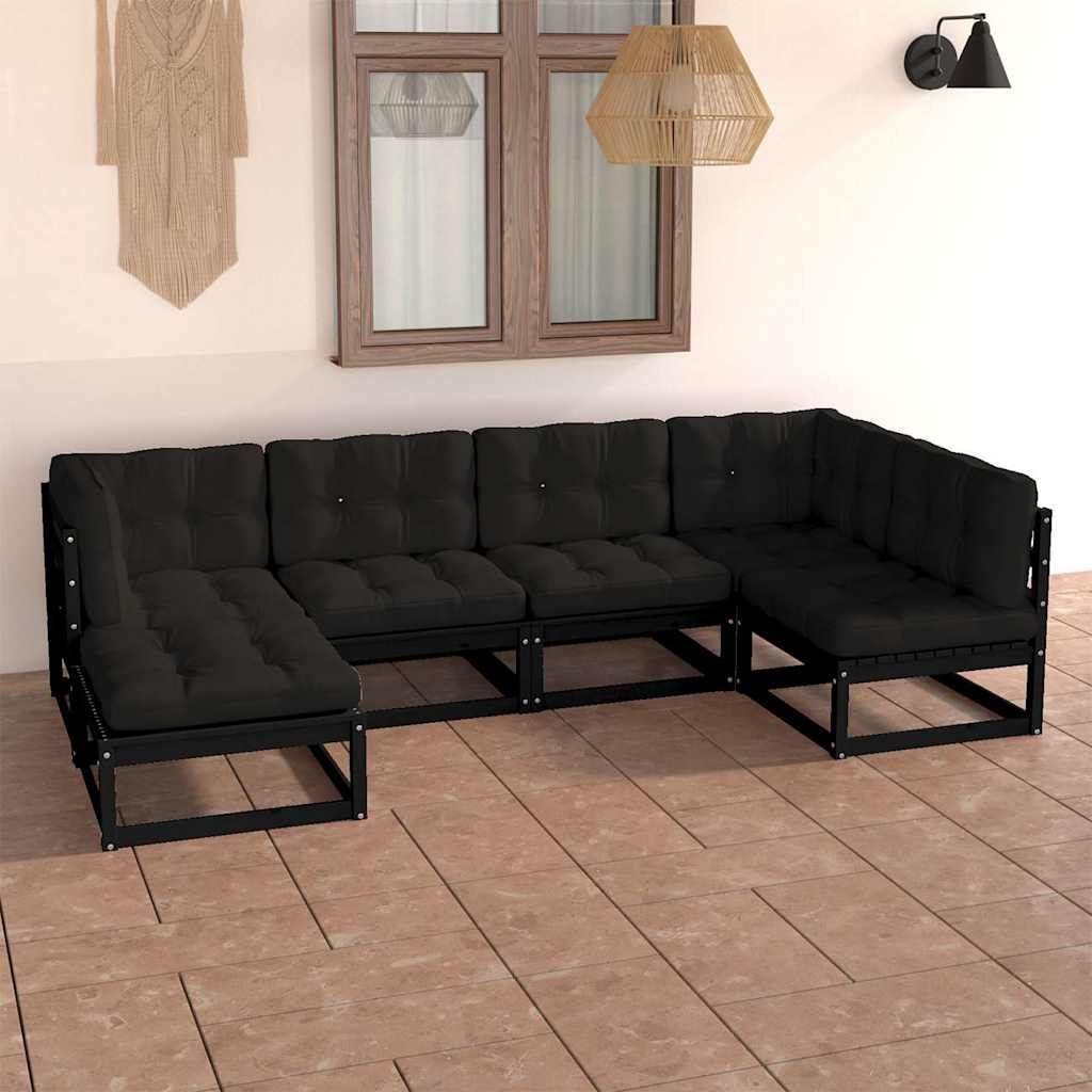 Set Divani Giardino 6 pz con Cuscini in Legno Massello di Pino vidaXL