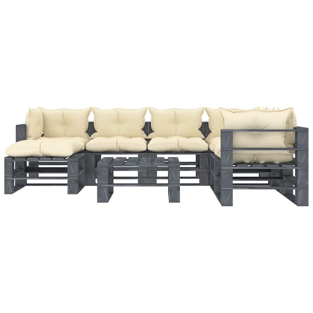 Set Divani da Giardino su Pallet 8 pz Cuscini Crema in Legno vidaXL