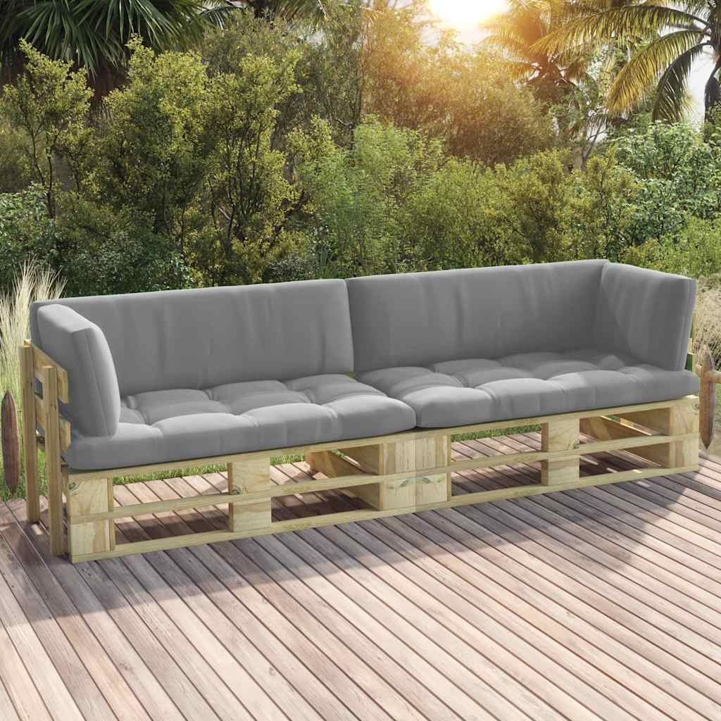 Divano a 2 Posti su Pallet con Cuscini in Pino Impregnato Verde vidaXL