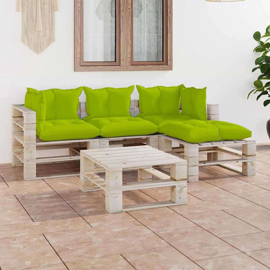 Set Salotto Giardino su Pallet Cuscini 5 pz in Legno di Pino vidaXL