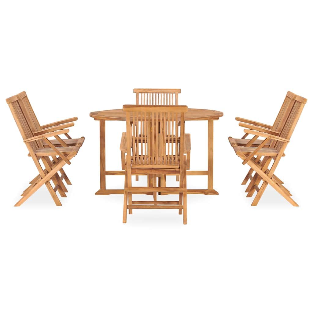 Set da Pranzo da Giardino 7 pz Pieghevole in Massello di Teak vidaXL