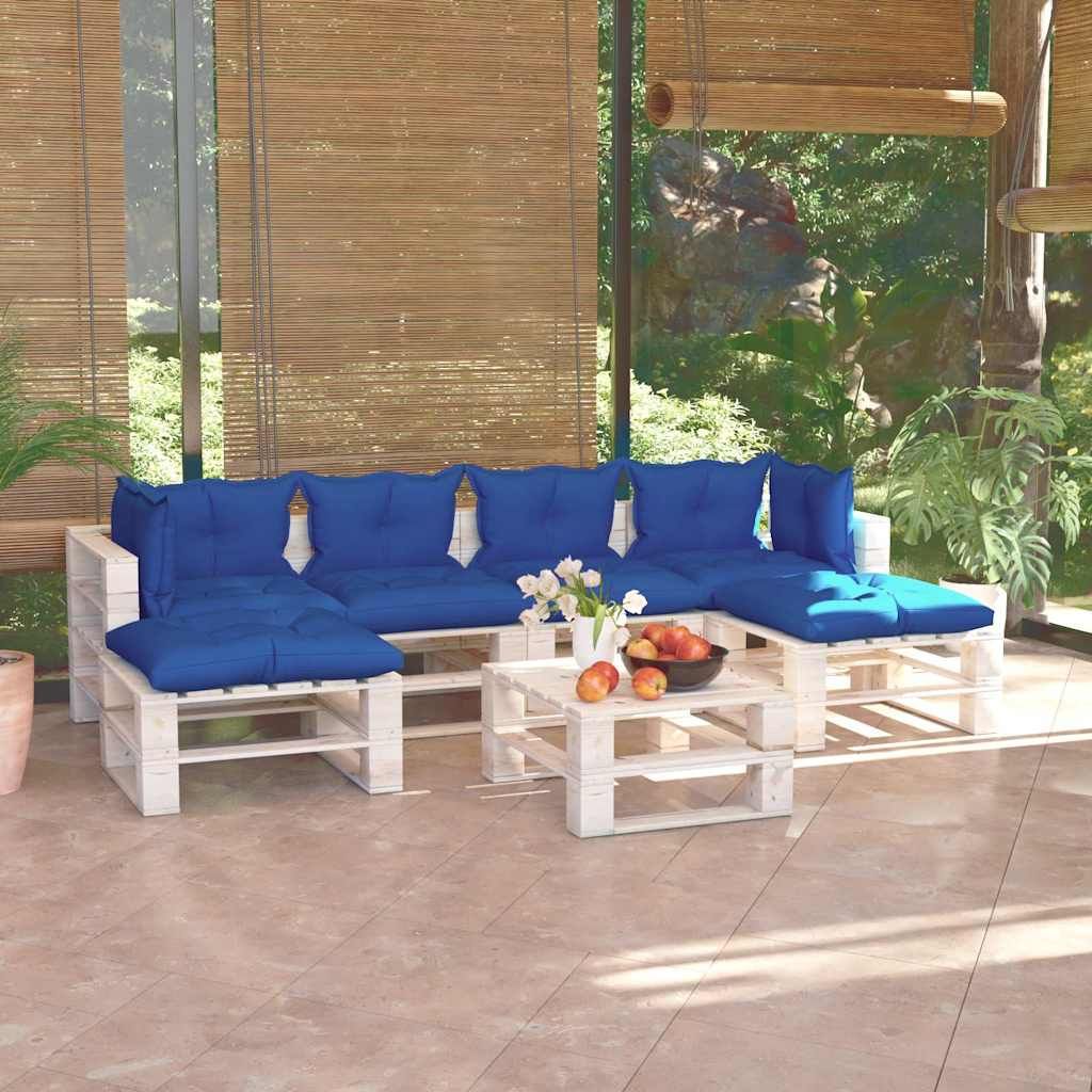 Set Divani da Giardino Pallet 7 pz con Cuscini in Legno di Pino vidaXL
