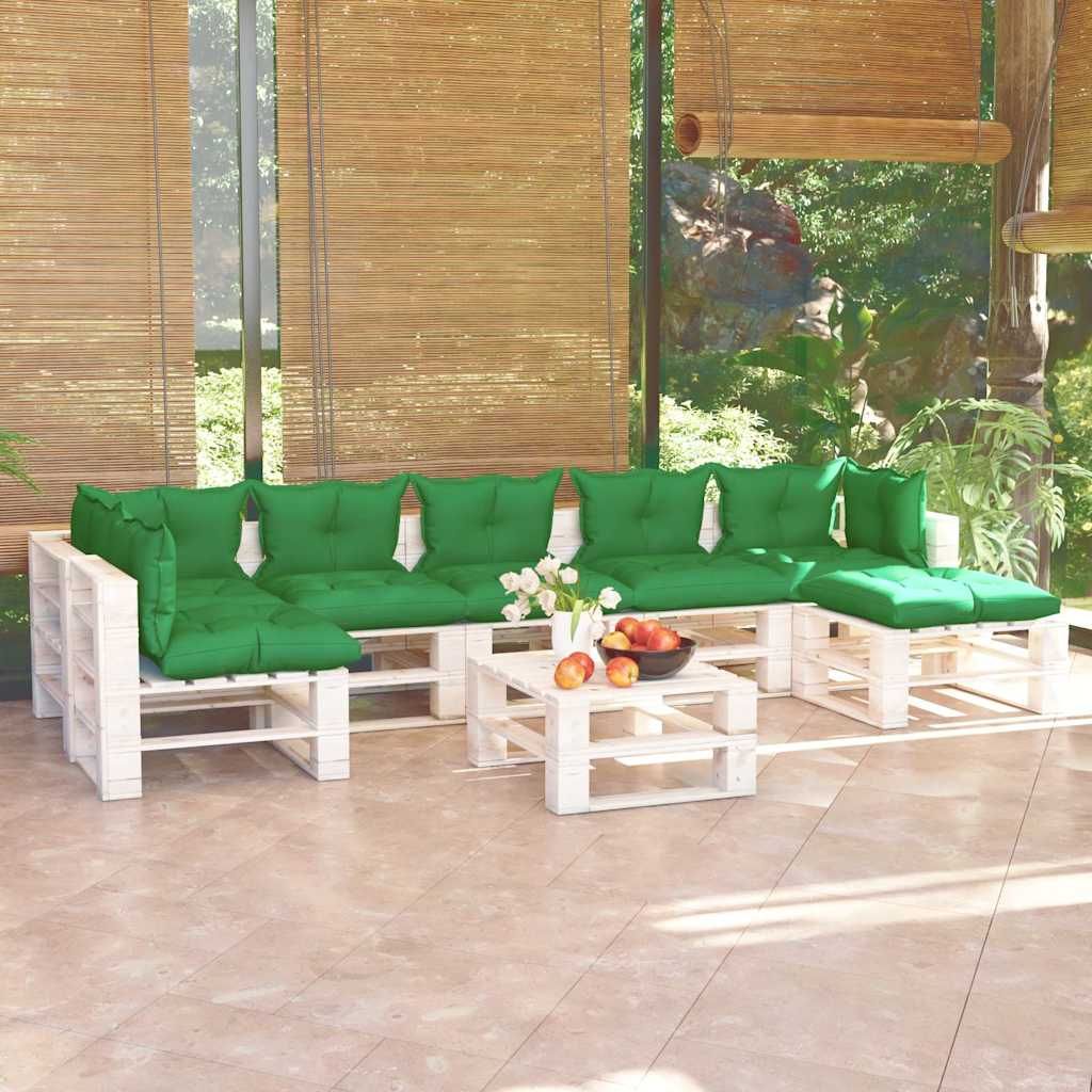 Salotto da Giardino su Pallet 8 pz con Cuscini in Legno di Pino vidaXL