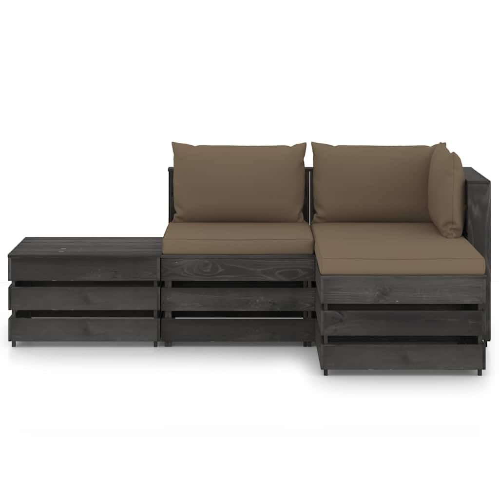 Set Divani da Giardino con Cuscini 4 pz Legno Impregnato Grigio vidaXL