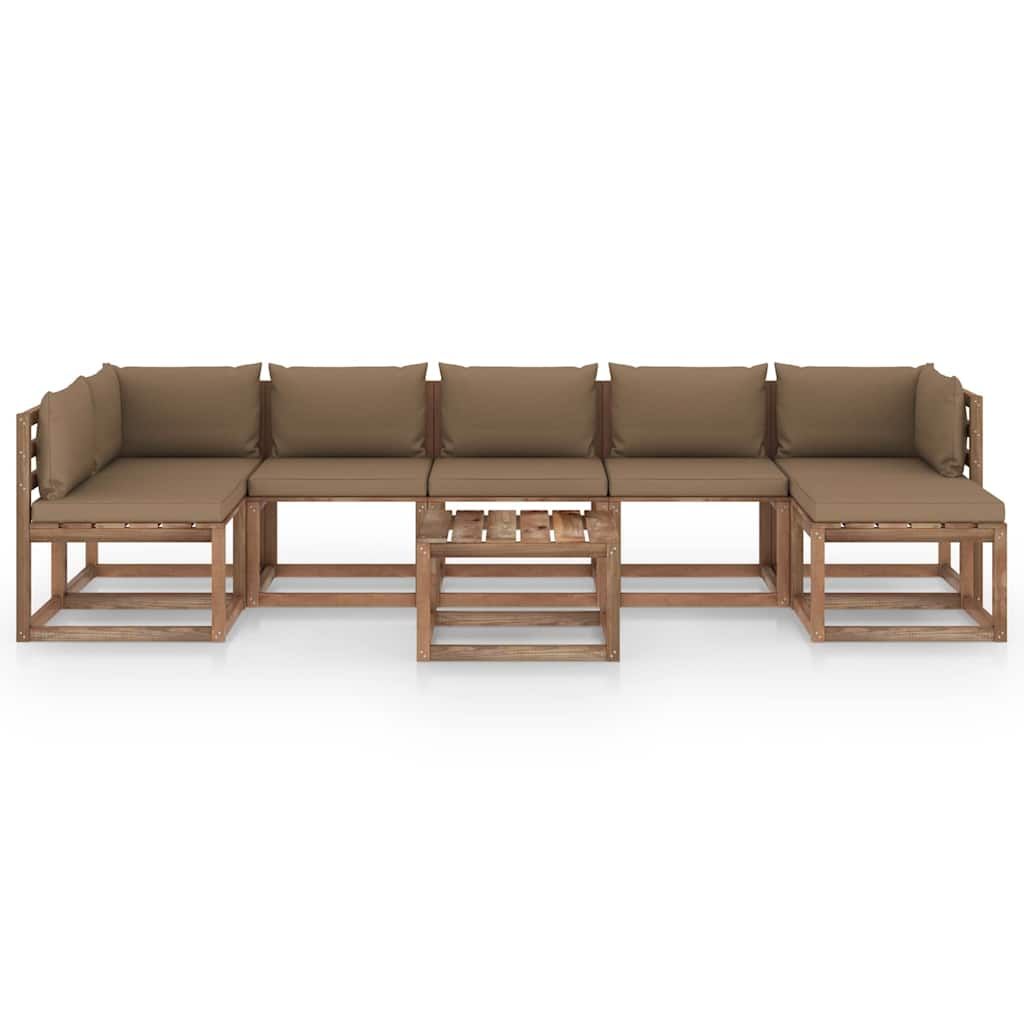Set Salotto da Giardino 8 pz con Cuscini Beige vidaXL