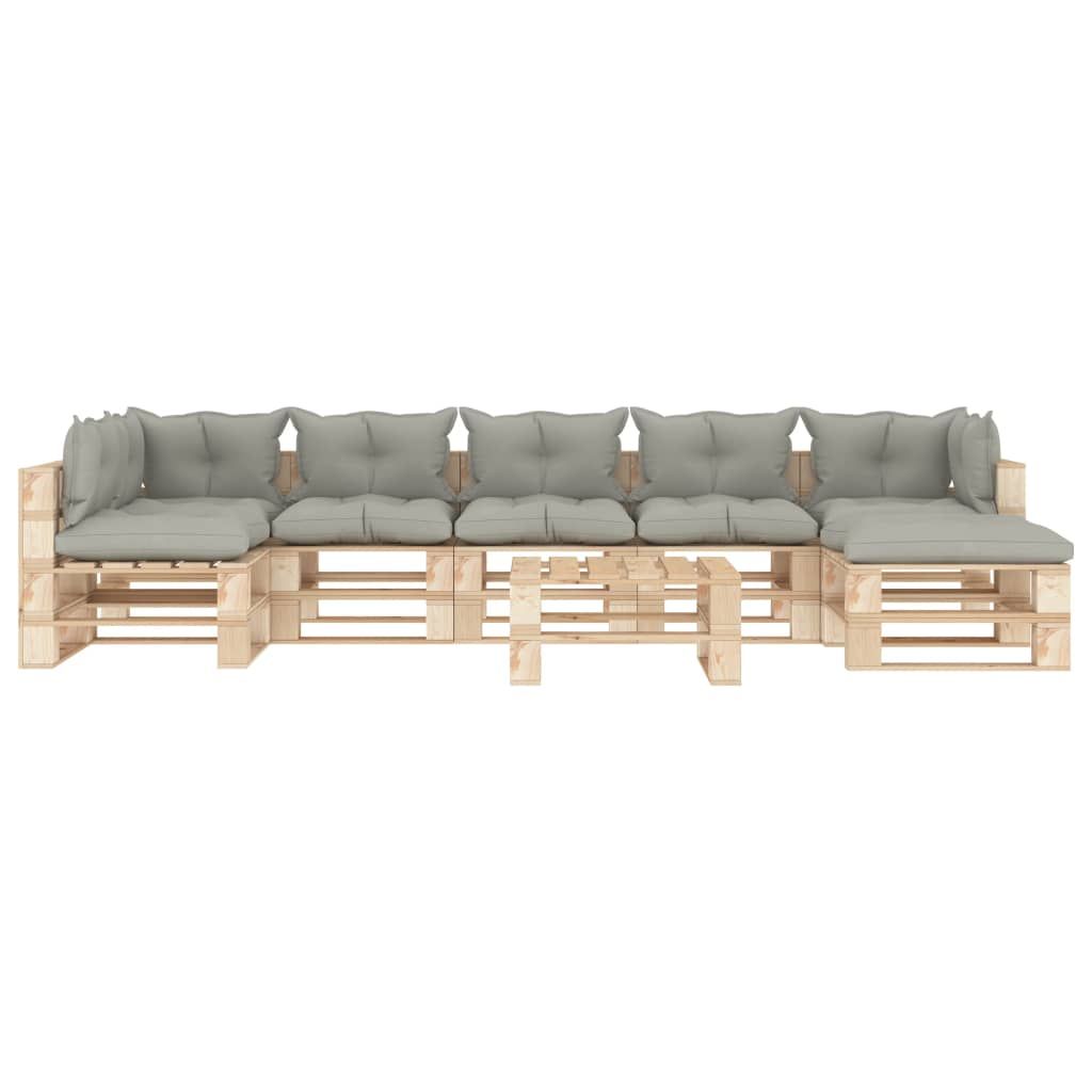 Set Divani da Giardino su Pallet 8 pz Cuscini Talpa in Legno vidaXL