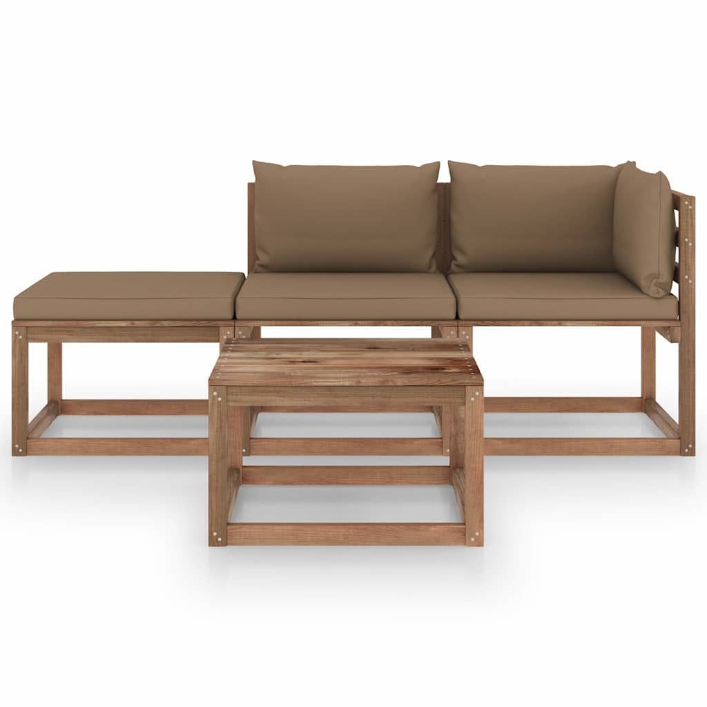 Set Salotto Giardino Pallet Cuscini 4 pz Legno Pino Impregnato vidaXL