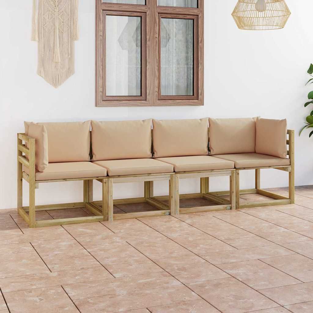 Divano da Giardino a 4 Posti con Cuscini Beige vidaXL