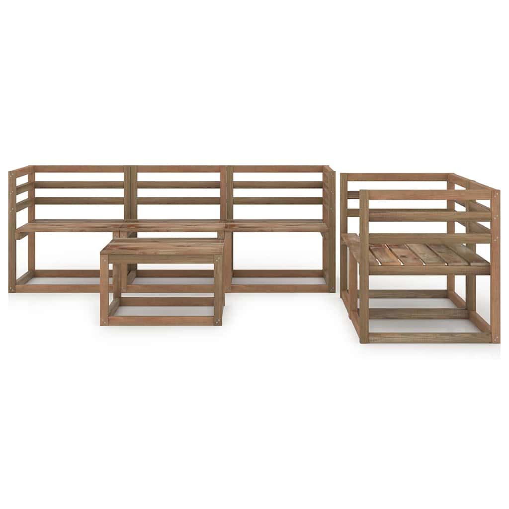 Set Salotto da Giardino 6pz in Legno di Pino Impregnato Marrone vidaXL