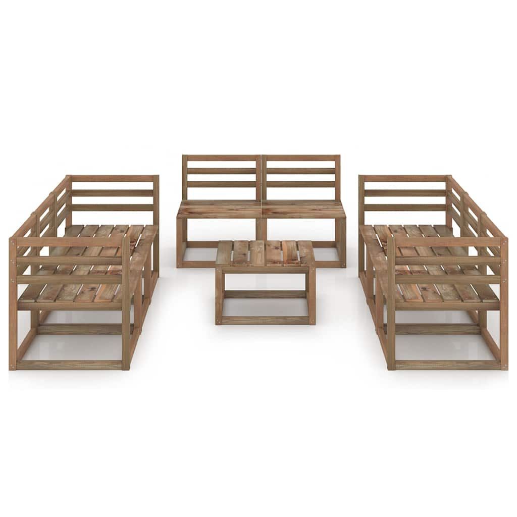 Set Salotto da Giardino 9pz in Legno di Pino Impregnato Marrone vidaXL