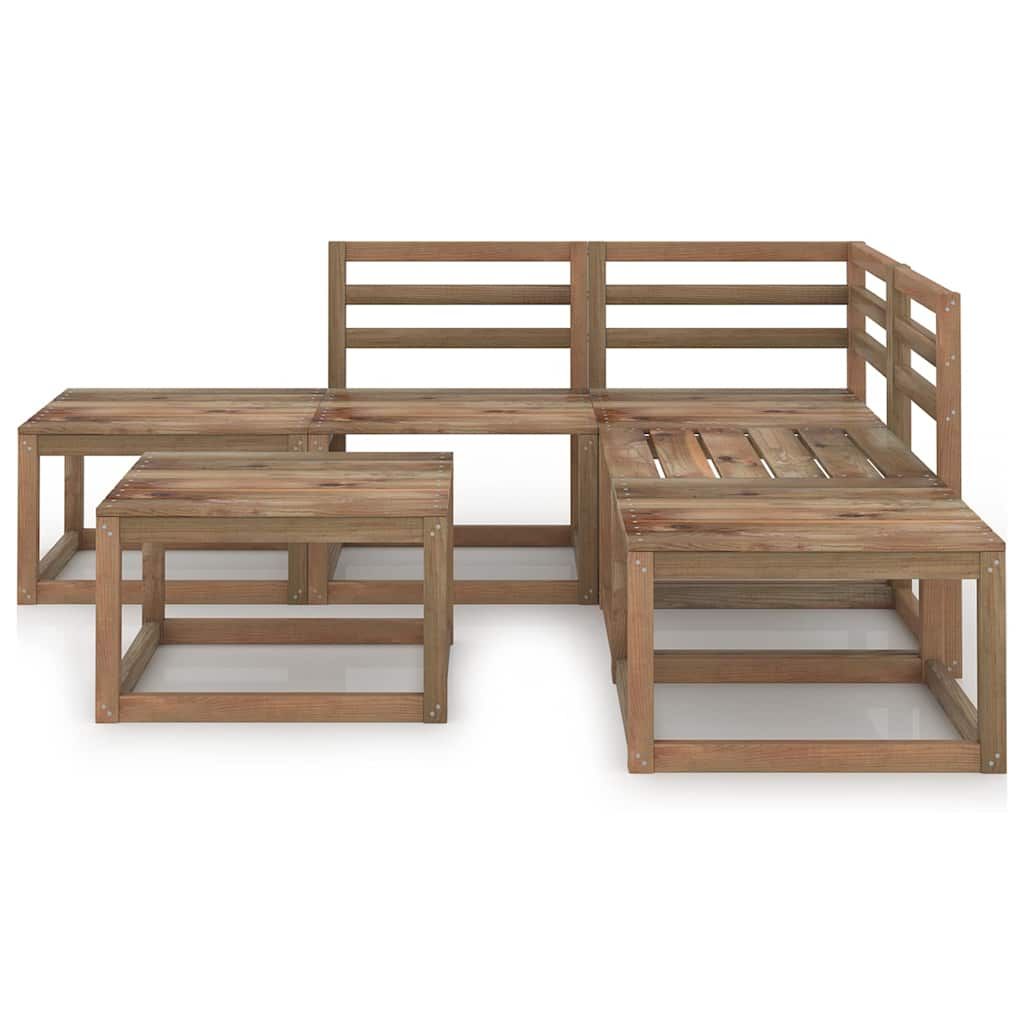 Set Salotto da Giardino 6pz in Legno di Pino Impregnato Marrone vidaXL
