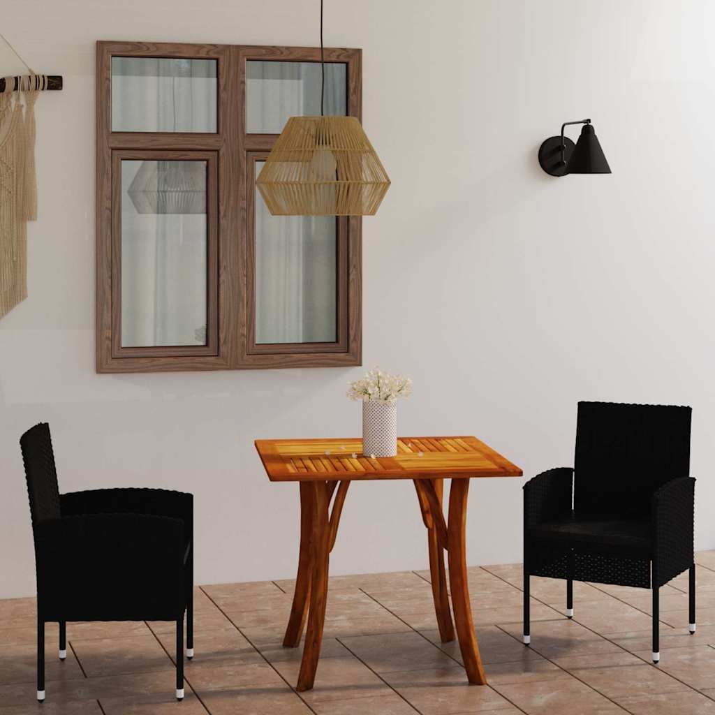 Set Mobili da Pranzo per Giardino 3 pz Nero vidaXL