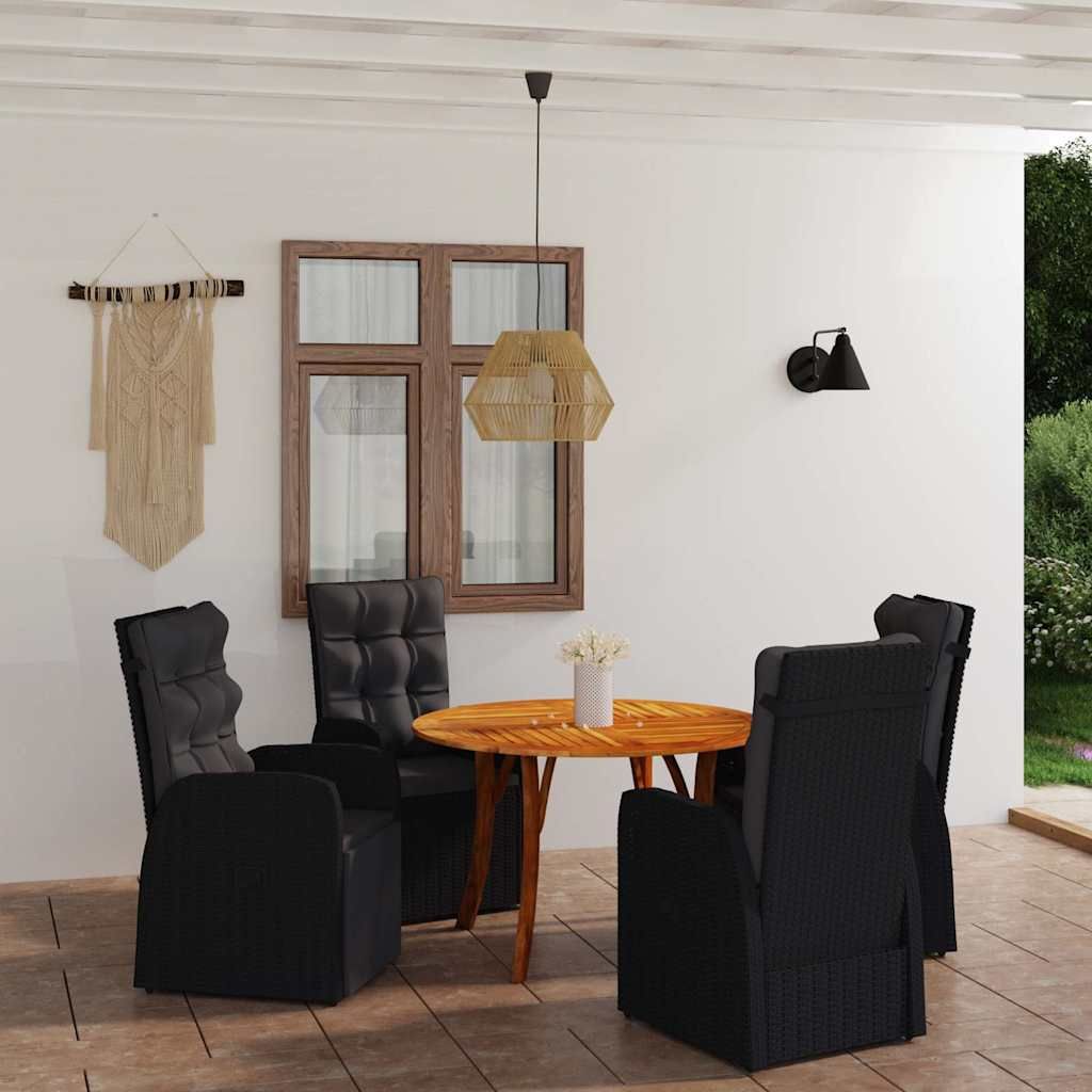 Set Mobili da Pranzo per Giardino 5 pz Nero vidaXL