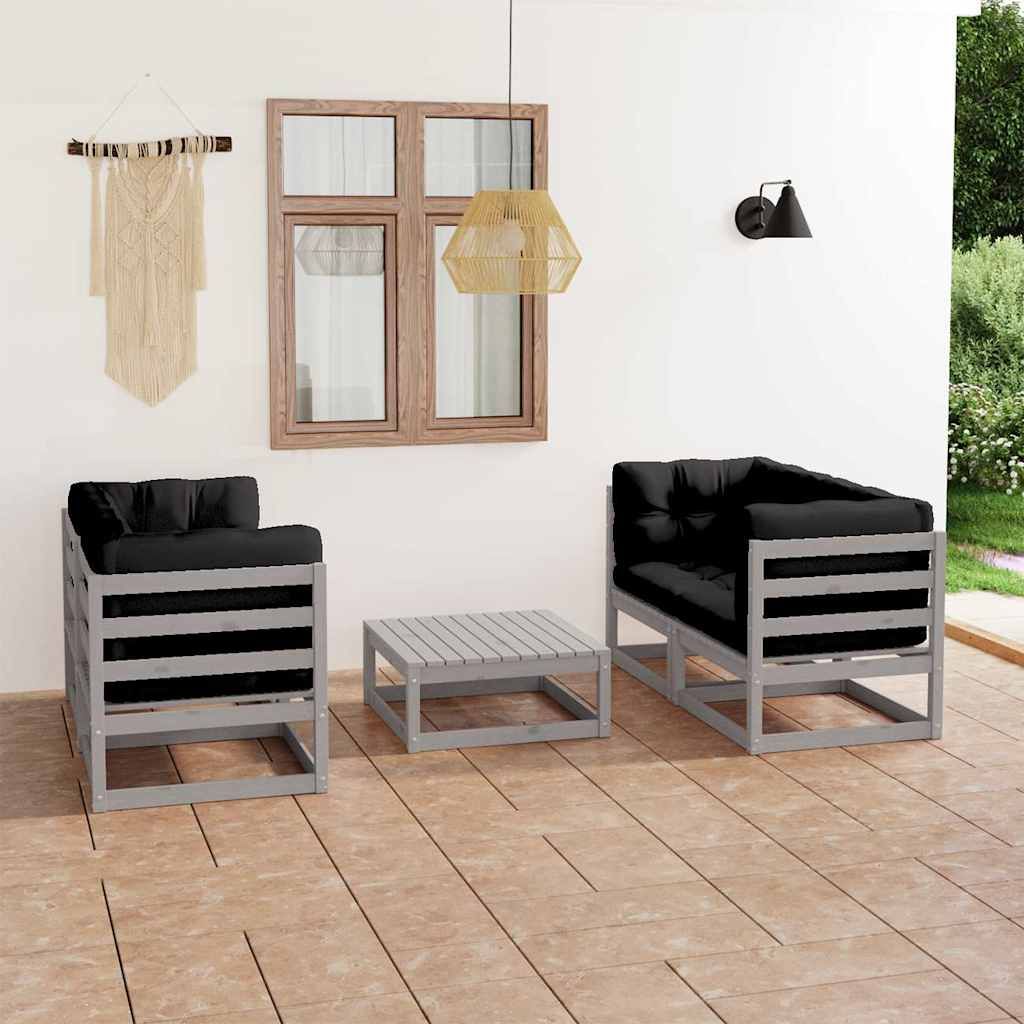 Set Divani da Giardino 5 pz con Cuscini Legno Massello di Pino vidaXL