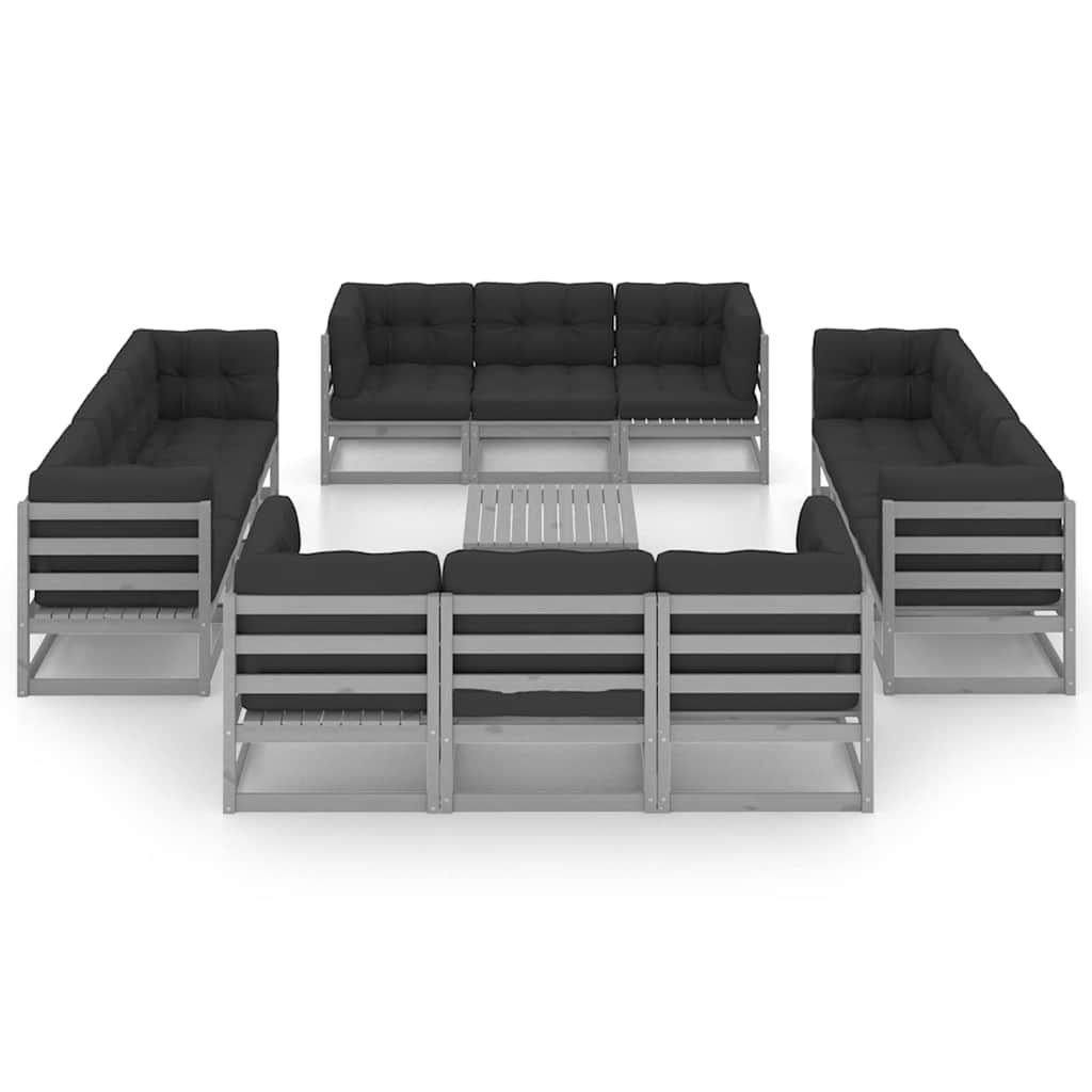 Set Divani da Giardino 13 pz con Cuscini Legno Massello di Pino vidaXL