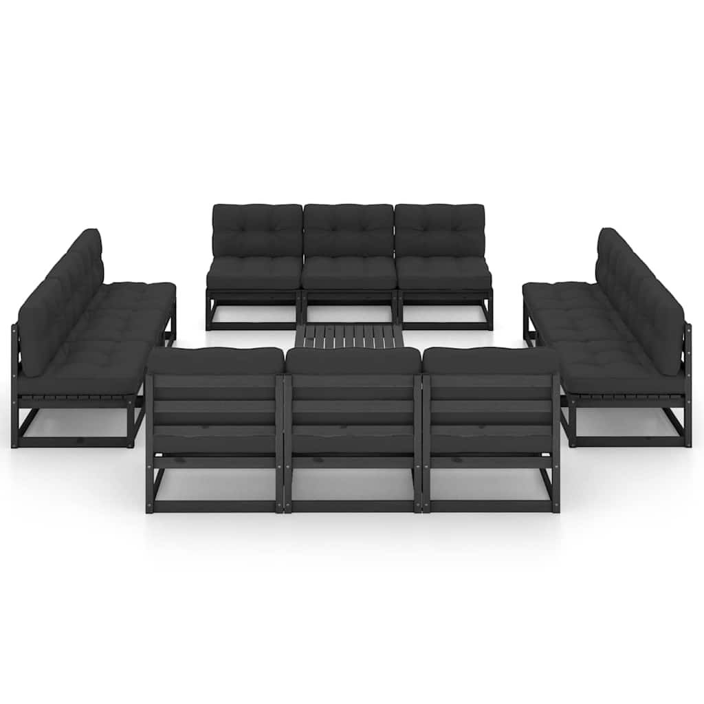 Set Divani da Giardino 13 pz con Cuscini Legno Massello di Pino vidaXL