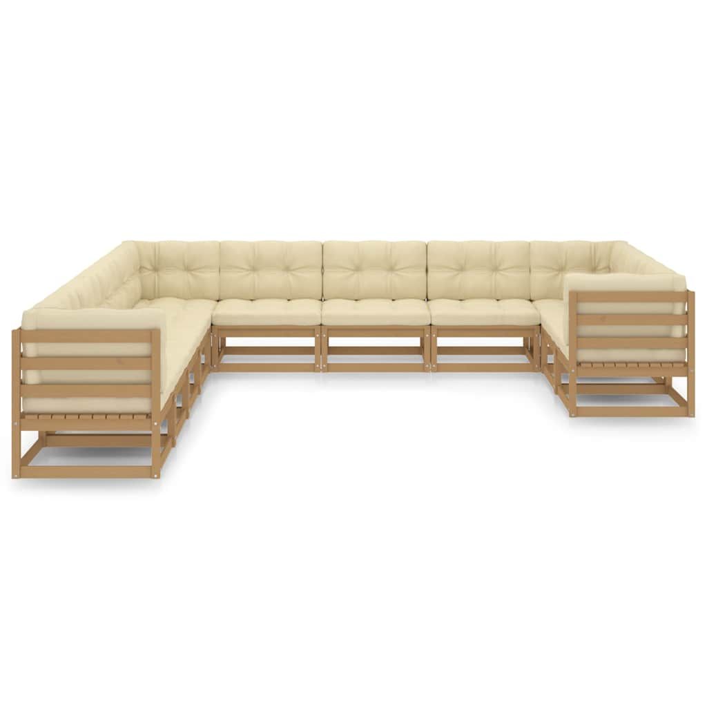 Set Salotto Giardino e Cuscini 11 pz Legno Massello Pino Ambra vidaXL