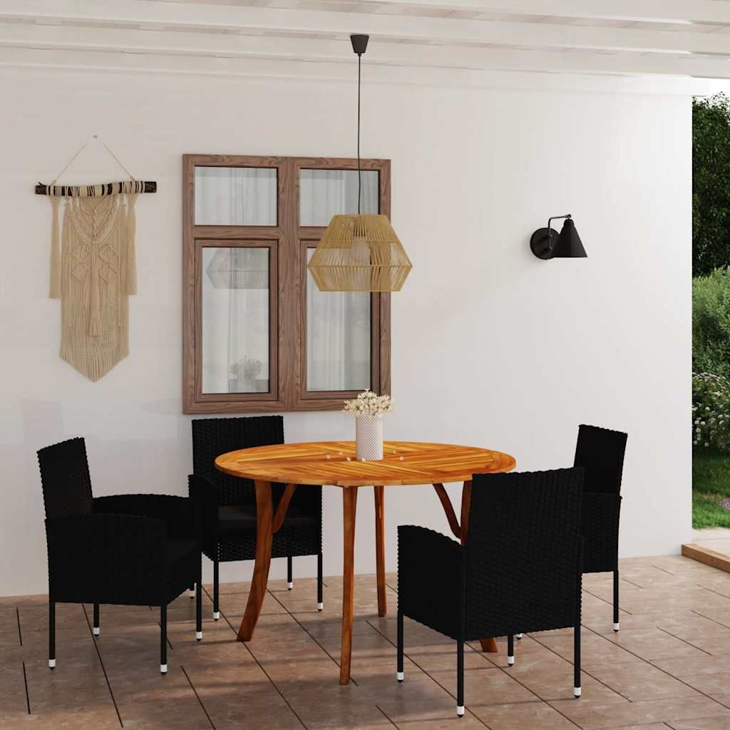 Set Mobili da Pranzo per Giardino 5 pz Nero vidaXL
