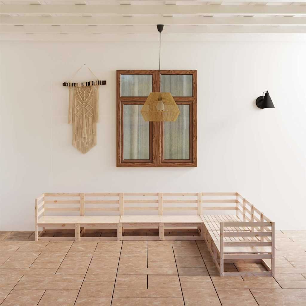 Set Divani da Giardino 8 pz in Legno Massello di Pino vidaXL