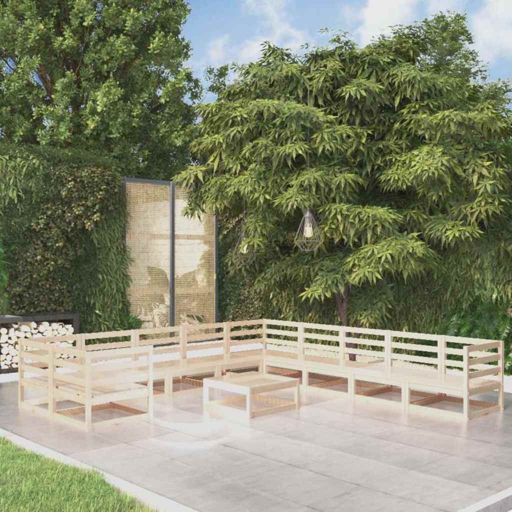 Set Divani da Giardino 11 pz in Legno Massello di Pino vidaXL