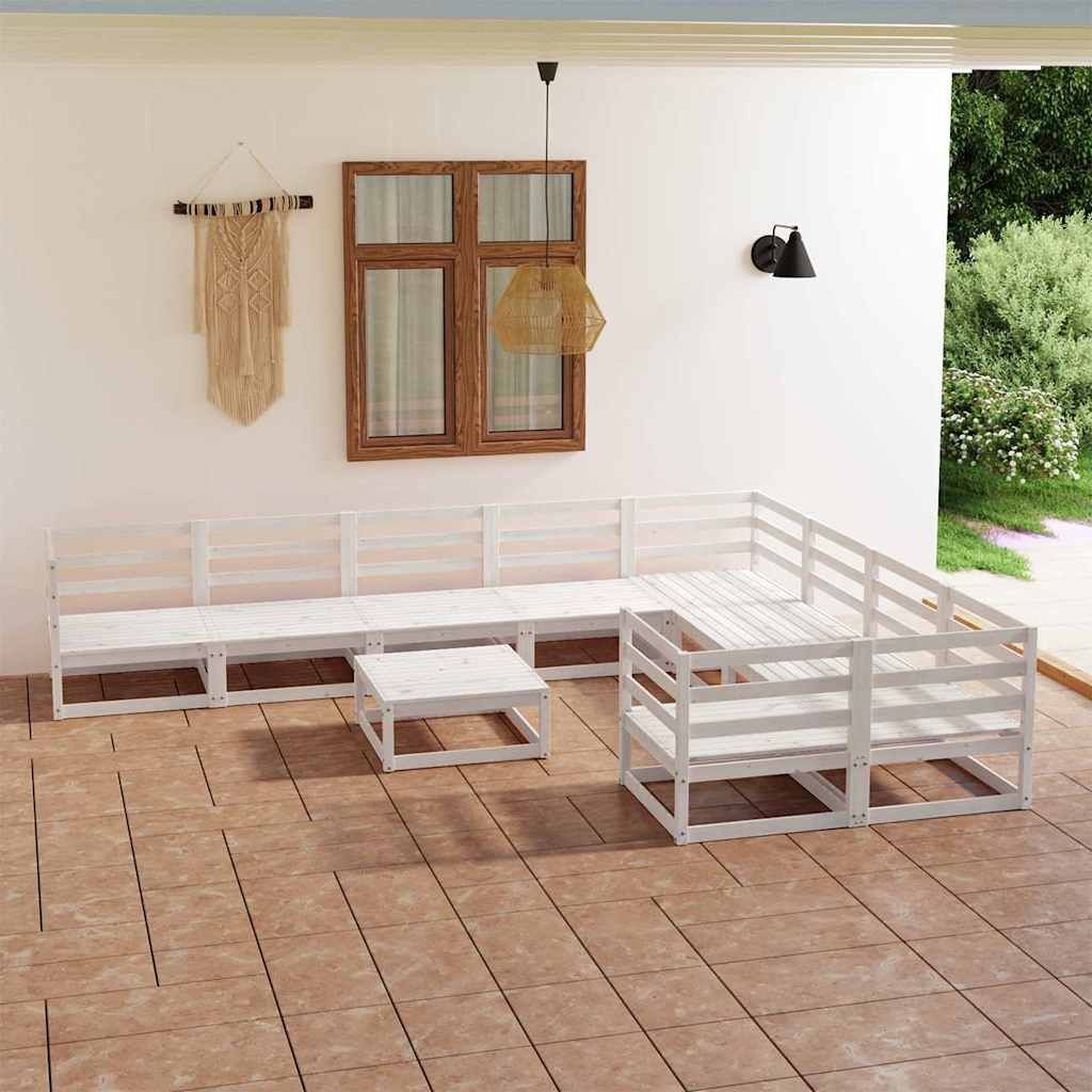 Set Divani da Giardino 10 pz in Legno Massello di Pino vidaXL