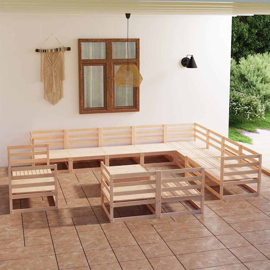 Set Divani da Giardino 13 pz in Legno Massello di Pino vidaXL