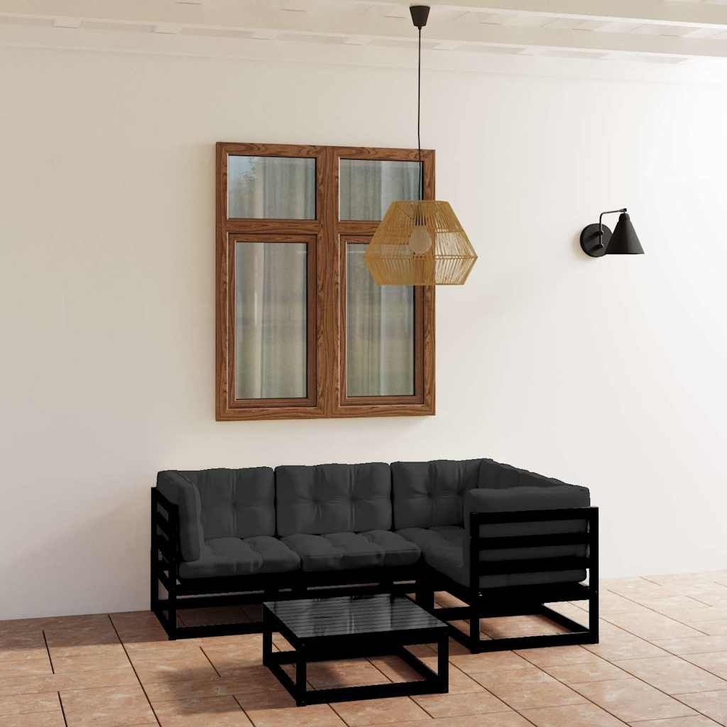 Set Divani da Giardino 5 pz con Cuscini Legno Massello di Pino vidaXL