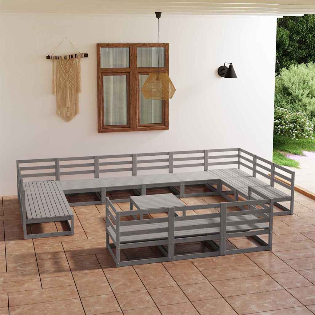 Set Divani da Giardino 14 pz in Legno Massello di Pino vidaXL