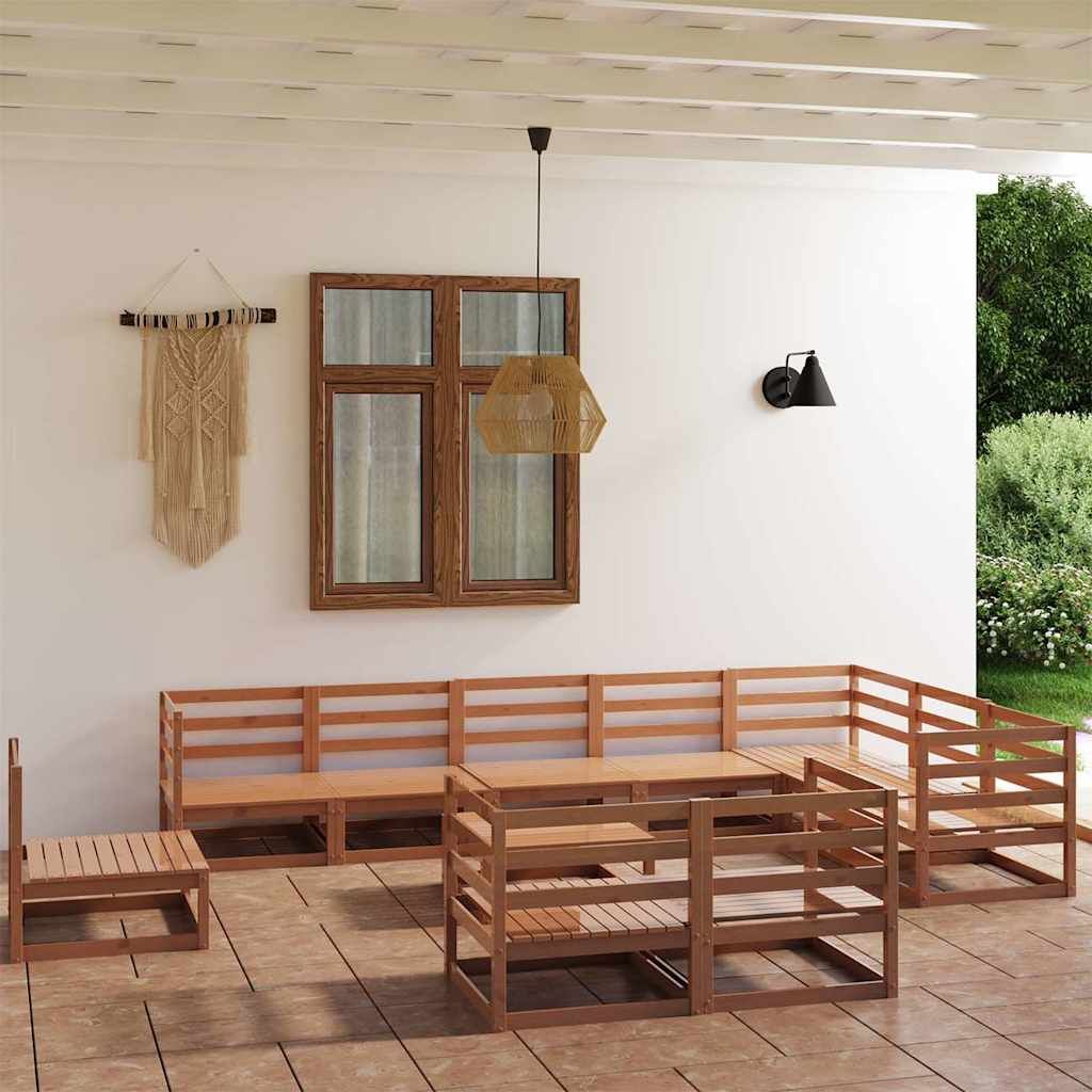 Set Divani da Giardino 11 pz Marrone Ambra in Massello di Pino vidaXL