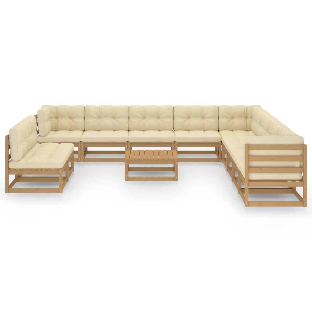 Set Salotto Giardino e Cuscini 12 pz Legno Massello Pino Ambra vidaXL