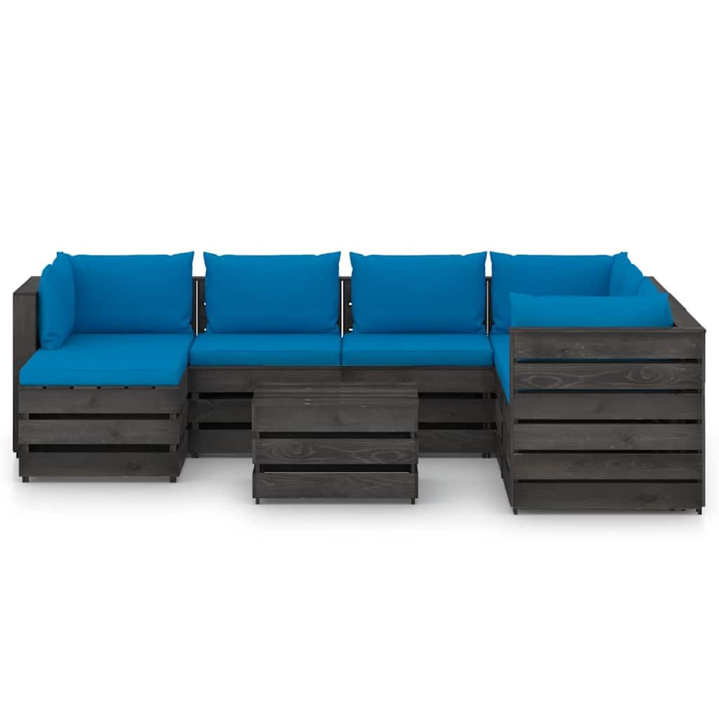 Set Divani da Giardino con Cuscini 8 pz Legno Impregnato Grigio vidaXL