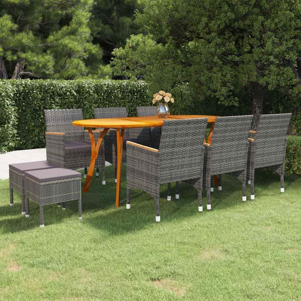 Set Mobili da Pranzo per Giardino 9 pz Grigio vidaXL
