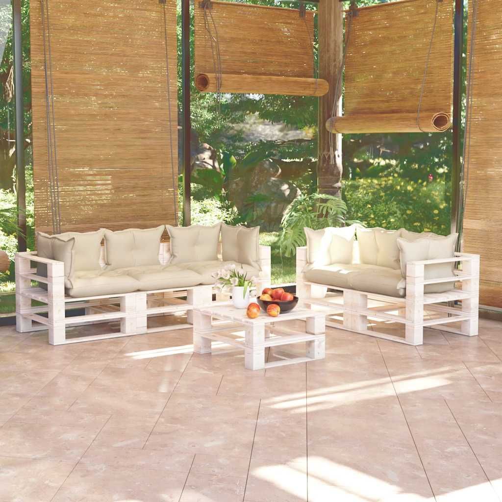 Set Divani da Giardino Pallet 6 pz con Cuscini in Legno di Pino vidaXL