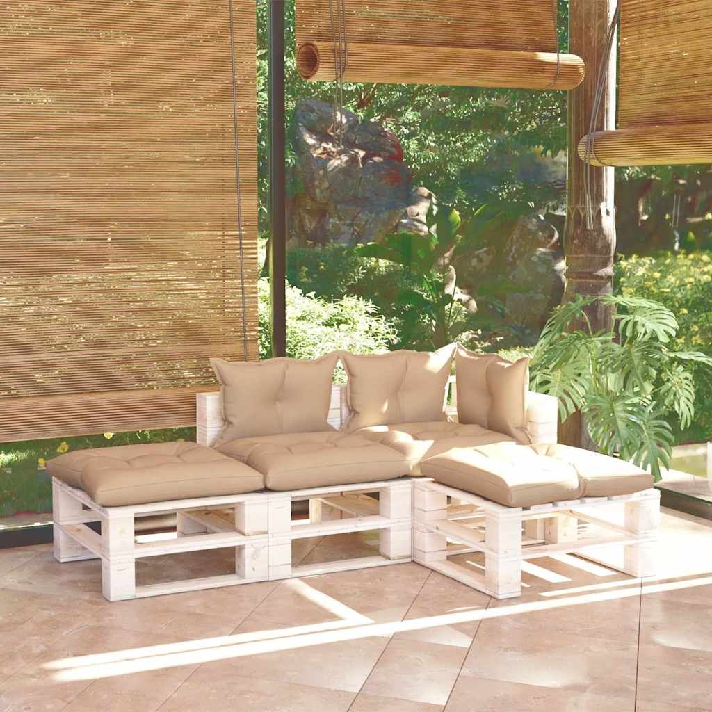 Salotto Giardino in Pallet con Cuscini 4 pz in Legno di Pino vidaXL