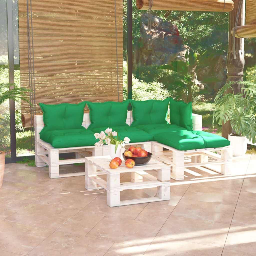 Set Salotto Giardino su Pallet Cuscini 5 pz in Legno di Pino vidaXL