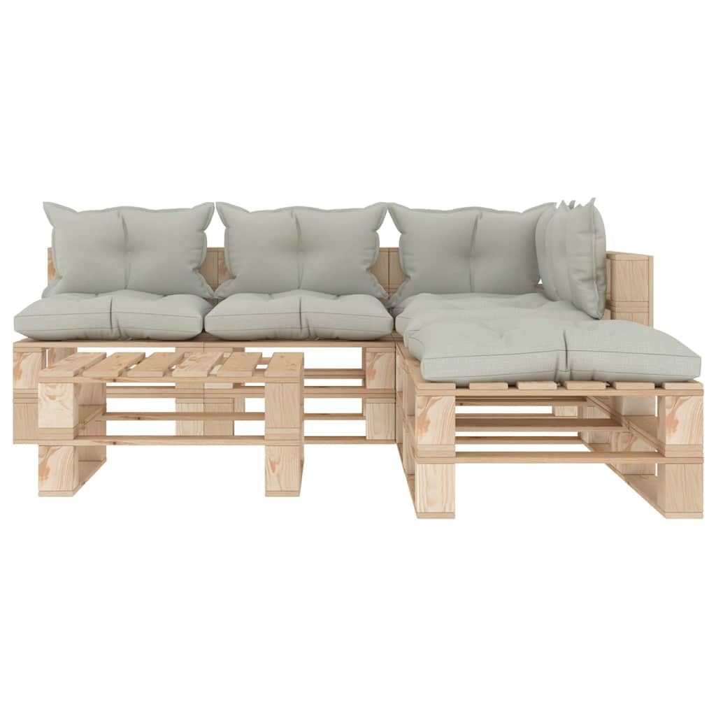 Set Divani da Giardino Pallet 6 pz con Cuscini Beige in Legno vidaXL