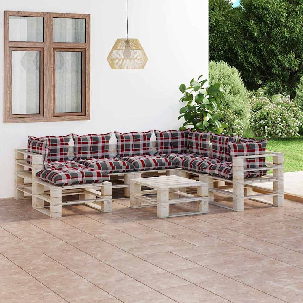 Salotto da Giardino su Pallet 8 pz con Cuscini in Legno di Pino vidaXL