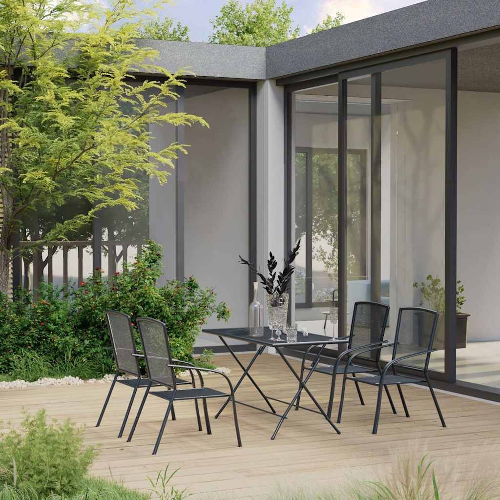 Set Pranzo da Giardino 5 pz in Acciaio Antracite vidaXL