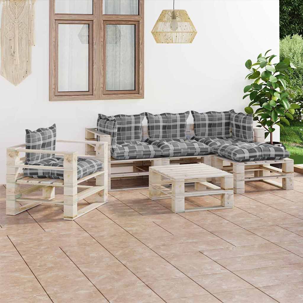Set Salotto Giardino su Pallet Cuscini 6 pz in Legno di Pino vidaXL