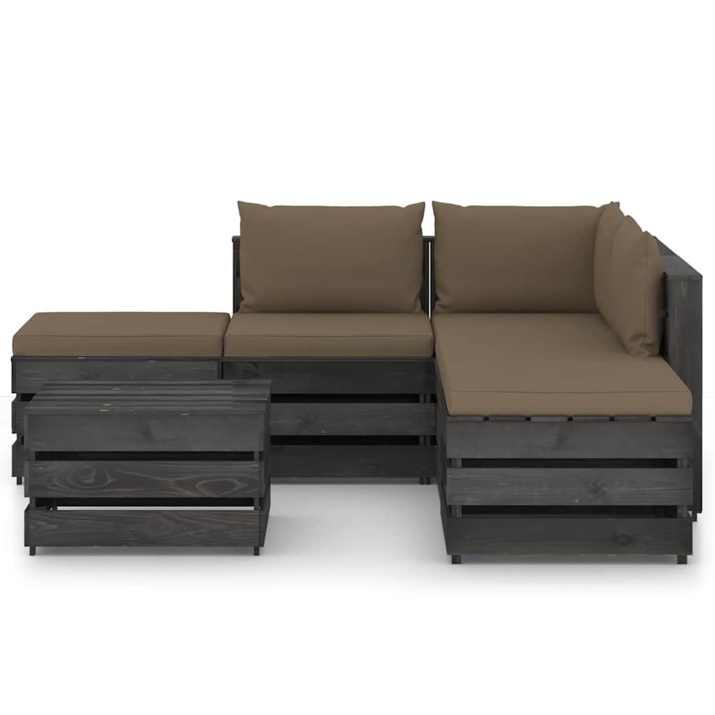 Set Divani da Giardino con Cuscini 6 pz Legno Impregnato Grigio vidaXL