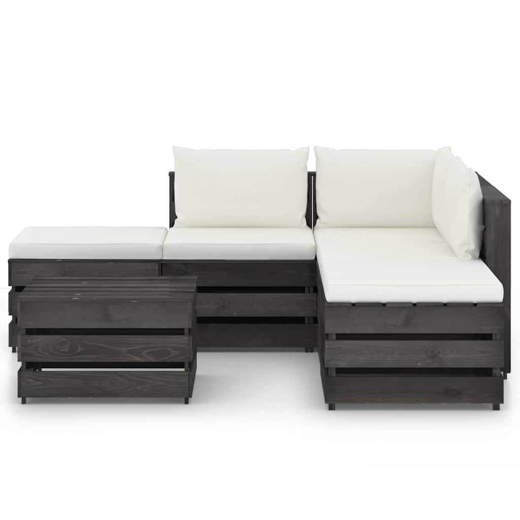 Set Salotto da Giardino 6pz con Cuscini Legno Impregnato Grigio vidaXL