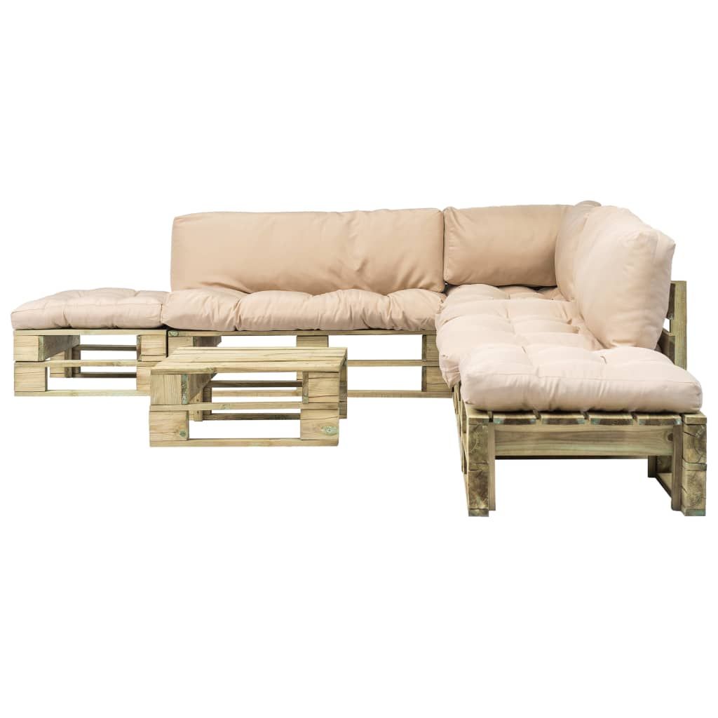 Salotto da Giardino in Pallet con Cuscini Sabbia 6 pz in Legno vidaXL