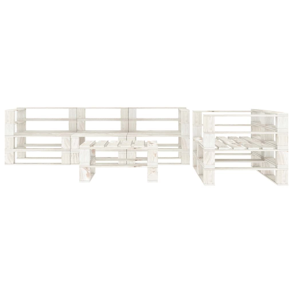 Set Divani da Giardino 6 pz su Pallet in Legno Bianco vidaXL