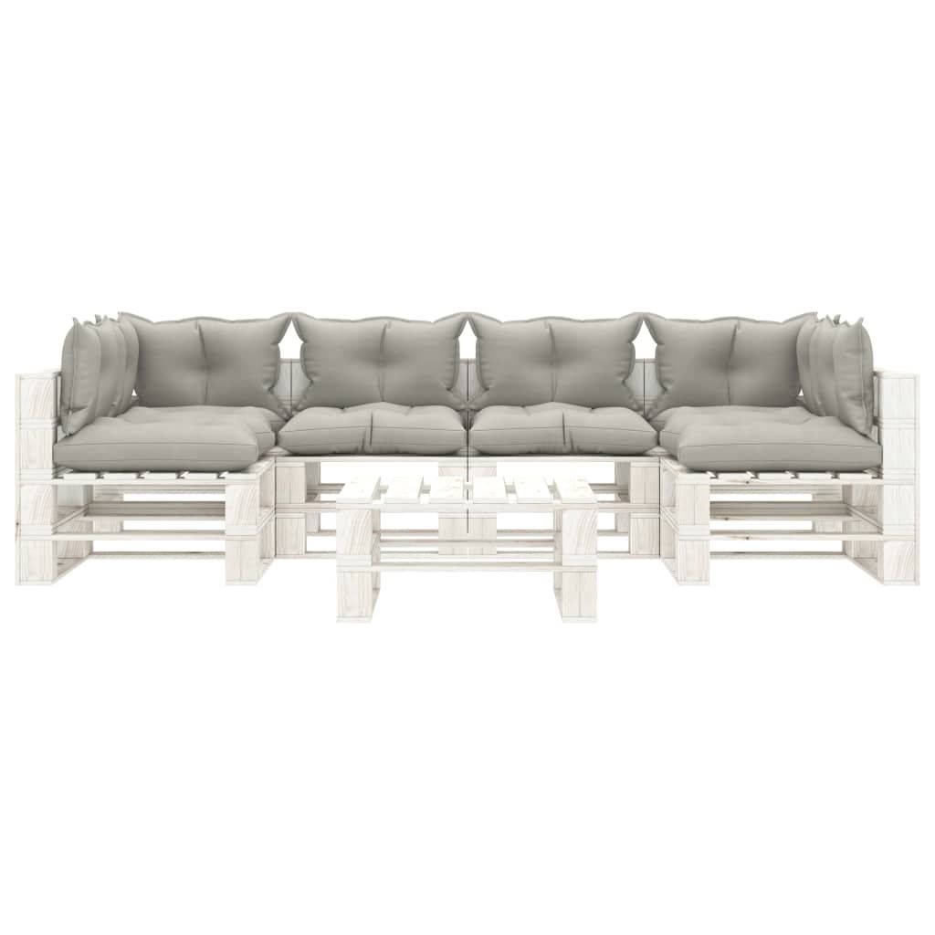 Set Salotto da Giardino Pallet 7pz con Cuscini Tortora in Legno vidaXL