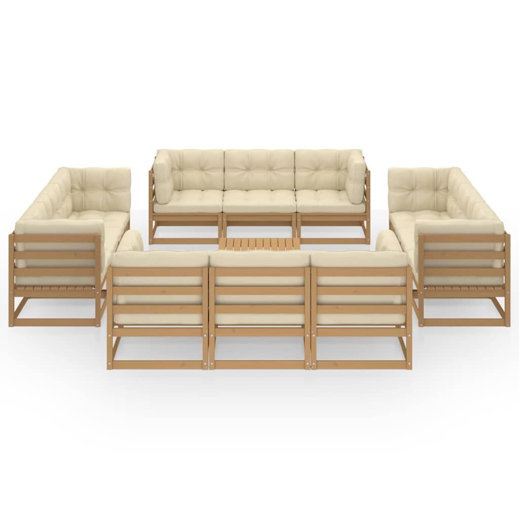 Set Divani da Giardino 13 pz con Cuscini Legno Massello di Pino vidaXL
