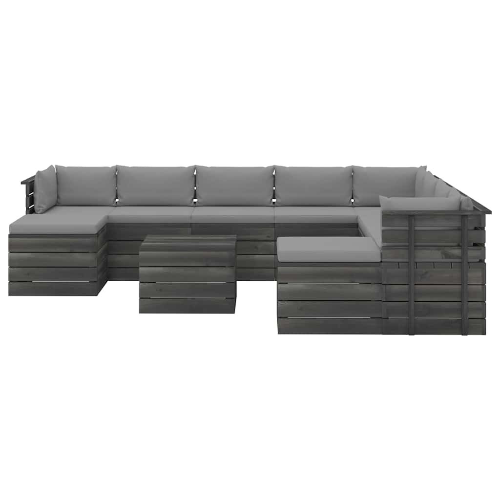 Set Divani da Giardino Pallet 11 pz con Cuscini Massello Pino vidaXL
