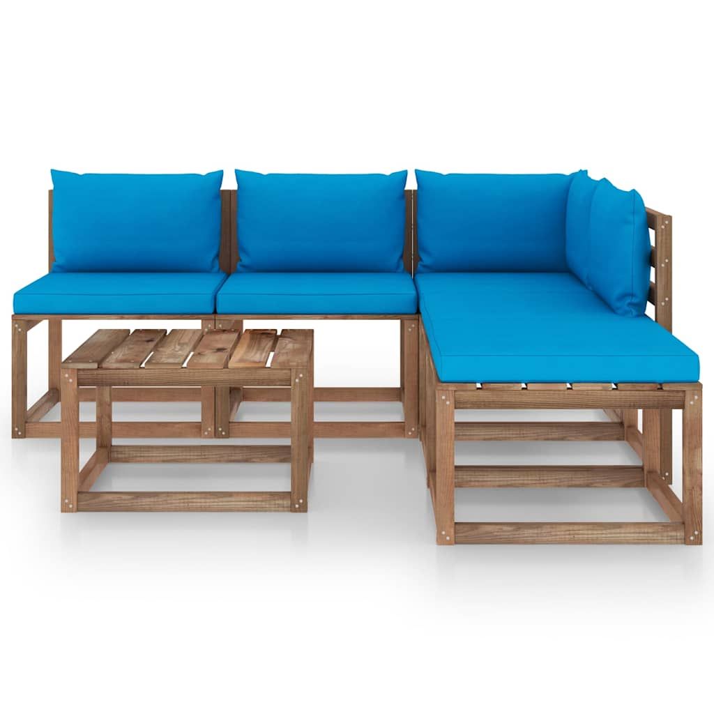 Set Salotto Giardino Pallet con Cuscini 6 pz in Pino Impregnato vidaXL