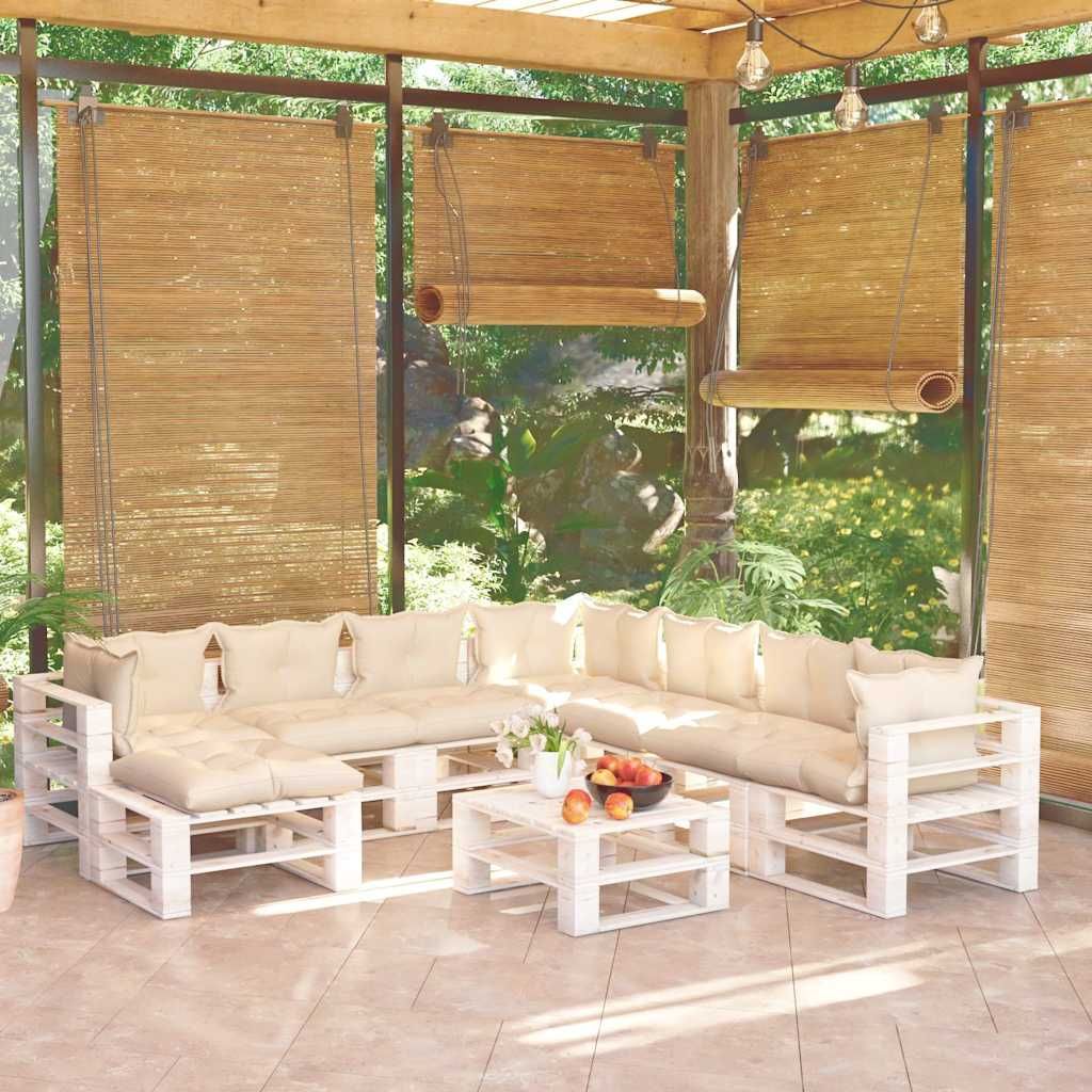 Salotto da Giardino in Pallet 9 pz e Cuscini in Legno di Pino vidaXL