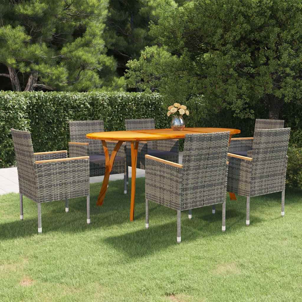 Set da Pranzo da Giardino 7 pz Grigio vidaXL