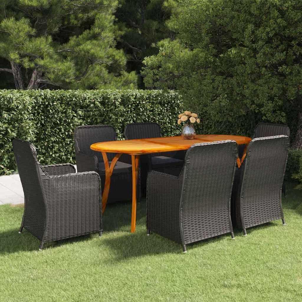 Set Mobili da Pranzo per Giardino 7 pz Nero vidaXL